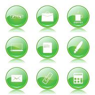 Office Work Green Vector Button Icon Design Set N9