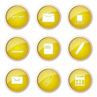 Office Work Yellow Vector Button Icon Design Set N10