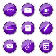 Office Work Violet Vector Button Icon Design Set N9