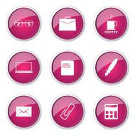 Office Work Pink Vector Button Icon Design Set N10