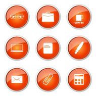 Office Work Orange Vector Button Icon Design Set N10
