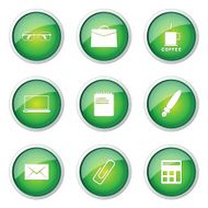 Office Work Green Vector Button Icon Design Set N10