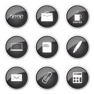 Office Work Black Vector Button Icon Design Set N10
