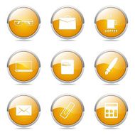 Office Work Yellow Vector Button Icon Design Set N11