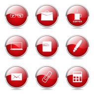 Office Work Red Vector Button Icon Design Set N9