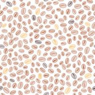 Hand drawn coffee beans pattern Warm brown colors Seamless vector