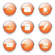 Office Work Orange Vector Button Icon Design Set N11