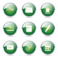 Office Work Green Vector Button Icon Design Set N11