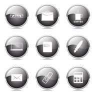 Office Work Black Vector Button Icon Design Set N11