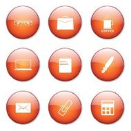 Office Work Orange Vector Button Icon Design Set N12