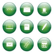 Office Work Green Vector Button Icon Design Set N12