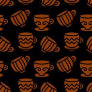 Seamless pattern with silhouettes tea coffee cups N2