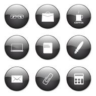 Office Work Black Vector Button Icon Design Set N12