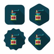 grinding coffee machine flat icon with long shadow eps10