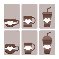 Vector set of cute coffee cup