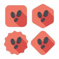 coffee bean flat icon with long shadow eps10 N21