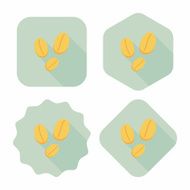 coffee bean flat icon with long shadow eps10 N23