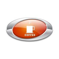Coffee Sign Orange Vector Icon Button