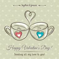 valentine card with two cup of hot drink