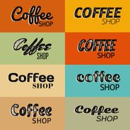 Set of retro grunge coffee shop symbols