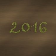 Green coffee inscription 2016 on wooden board