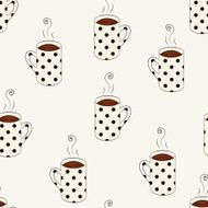 Seamless pattern with sketching dotted cups