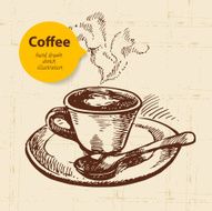 Hand drawn vintage coffee background N8
