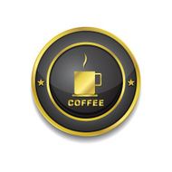 Coffee Sign Gold Vector Icon Button