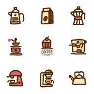 Hand drawn coffee set collection vector illustration
