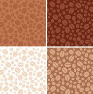 set - coffee beans brown seamless patterns vector