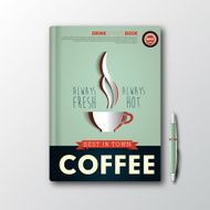 Coffee book cover or flyer template menu splash vector