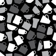 mugs and cups black gray seamless pattern eps10