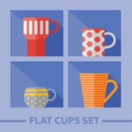 Vector flat color cups on shelf set N46