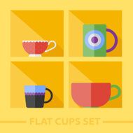 Vector flat color cups on shelf set N47
