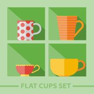 Vector flat color cups on shelf set N48