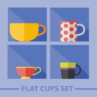 Vector flat color cups on shelf set N49