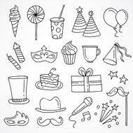 Cute hand drawn party and holiday icons