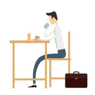 vector businessman on breakfast