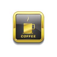 Coffee Sign Gold Vector Icon Button N2