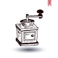 Wooden coffee grinder Vector isolated
