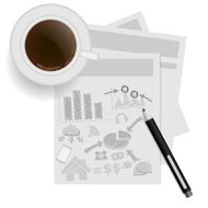 Coffee Cup and Sketch Symbol