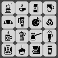 Coffee icons black set
