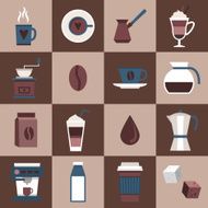 Coffee icons flat