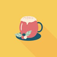 hot milk cream coffee flat icon with long shadow eps10