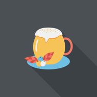 hot milk cream coffee flat icon with long shadow eps10 N2