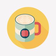 coffee latte art flat icon with long shadow eps10