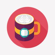 coffee latte art flat icon with long shadow eps10 N2