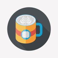 coffee latte art flat icon with long shadow eps10 N3