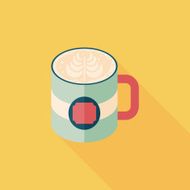 coffee latte art flat icon with long shadow eps10 N5