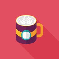 coffee latte art flat icon with long shadow eps10 N6
